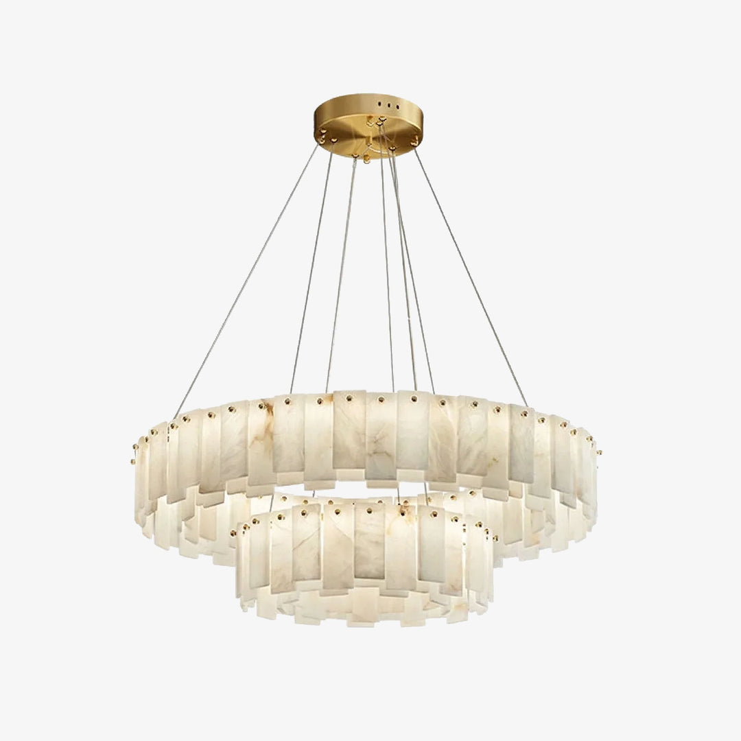 Modern Alabaster Celestial Round Chandelier