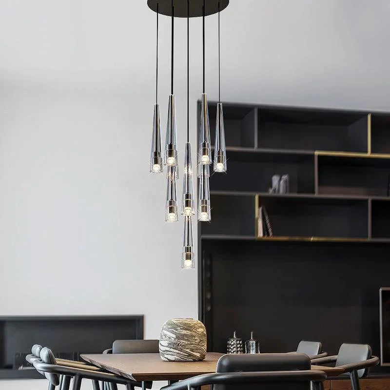Conical Abner Crystal Multi Head Chandelier