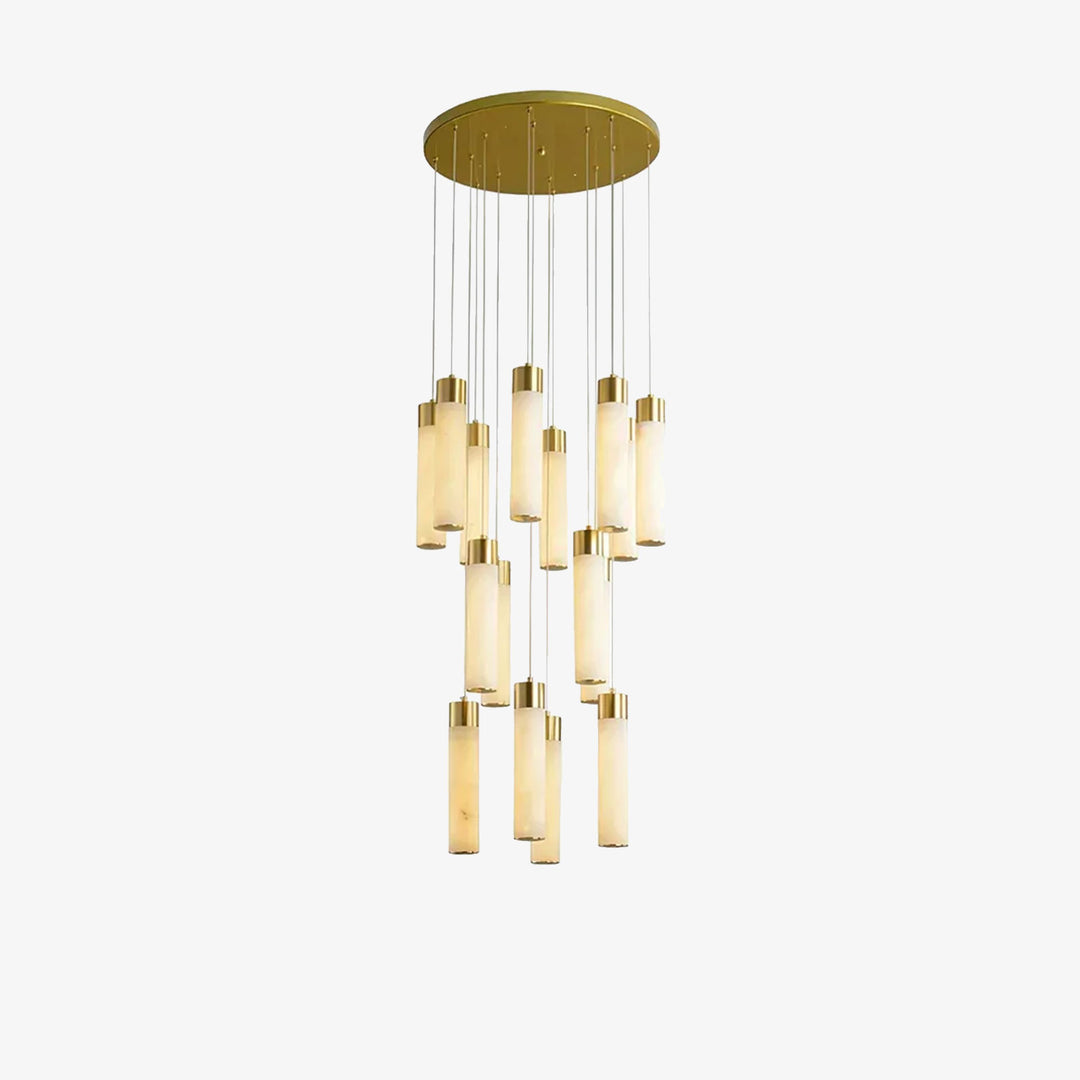 Alabaster Celestial Brass Cascade Chandelier