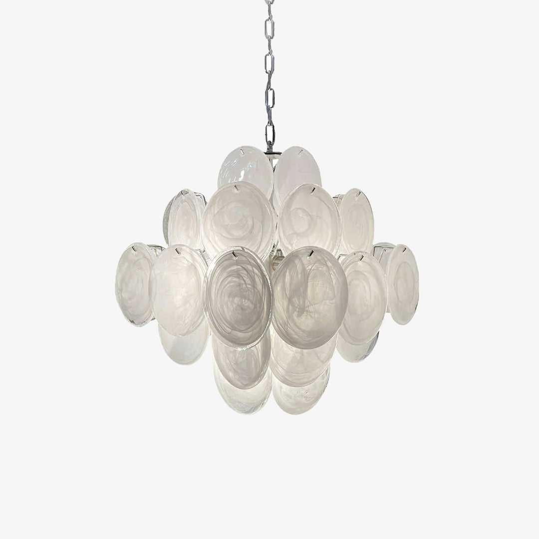 Round White Glass Chandelier