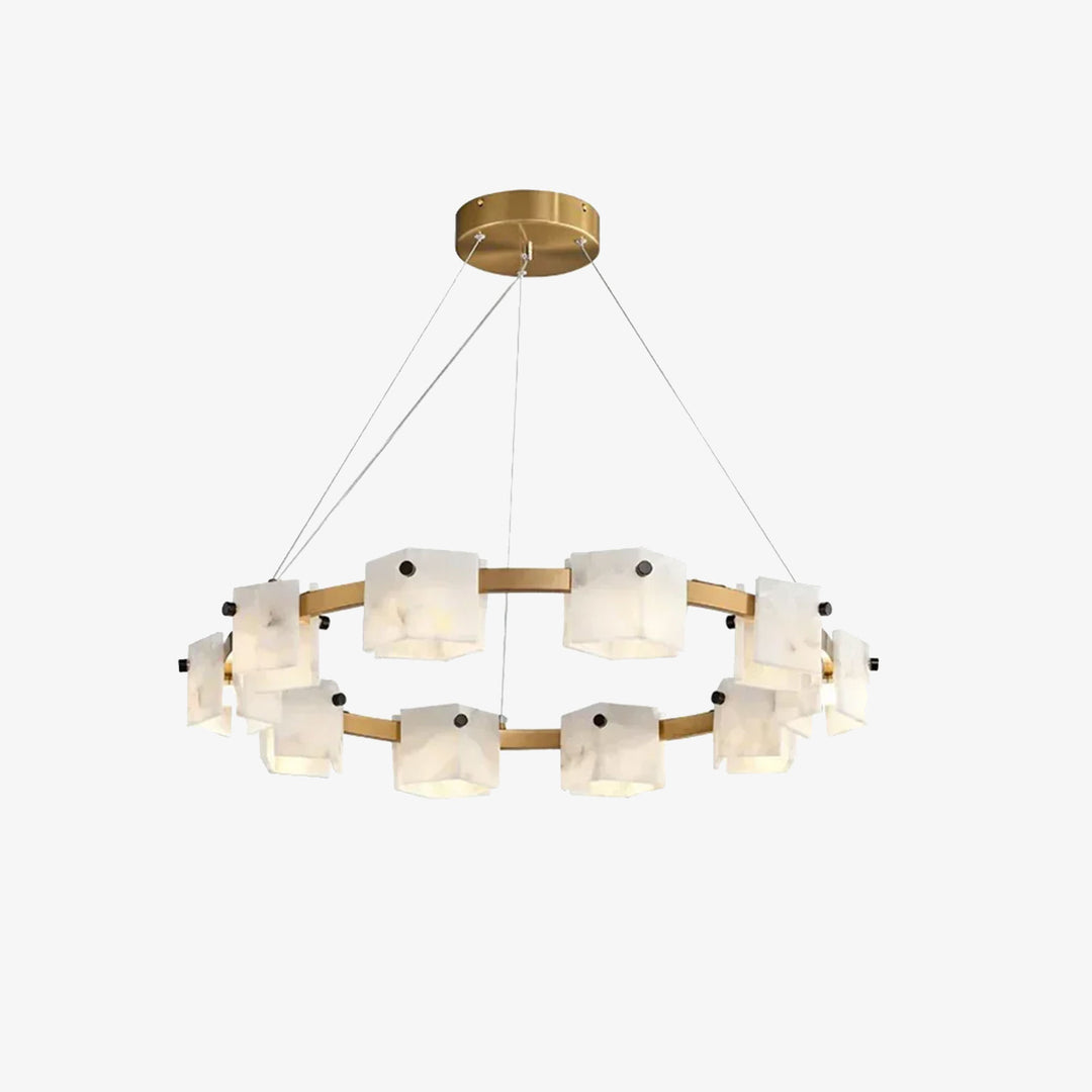 Diamond Shaped Alabaster Ring Chandelier