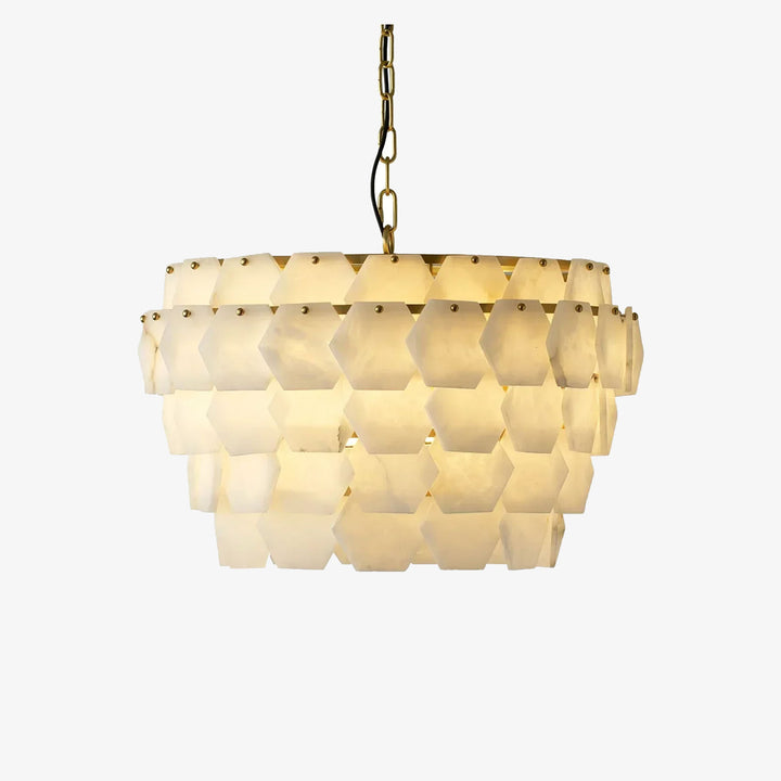 Hexagonal Layered Alabaster Chandelier
