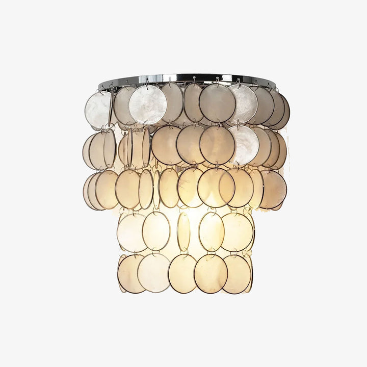 Chrome Round Tiered Capiz Shell Wall Lamp