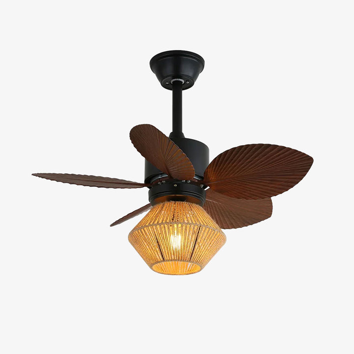 Palm Leaf Hemp Rope Ceiling Fan Light