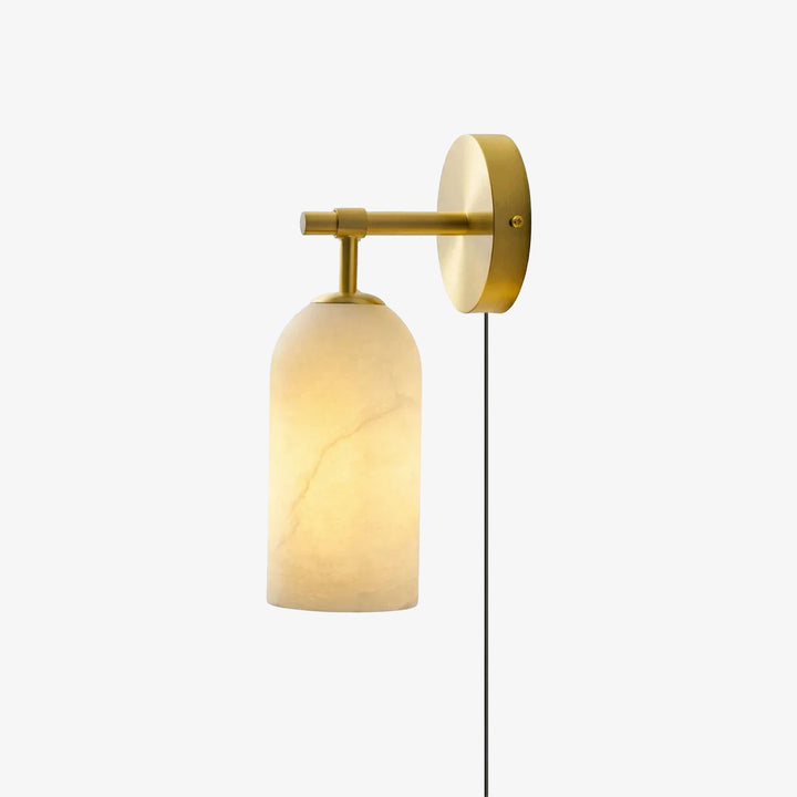 Cylindrical Alabaster Plug-in Wall Sconce