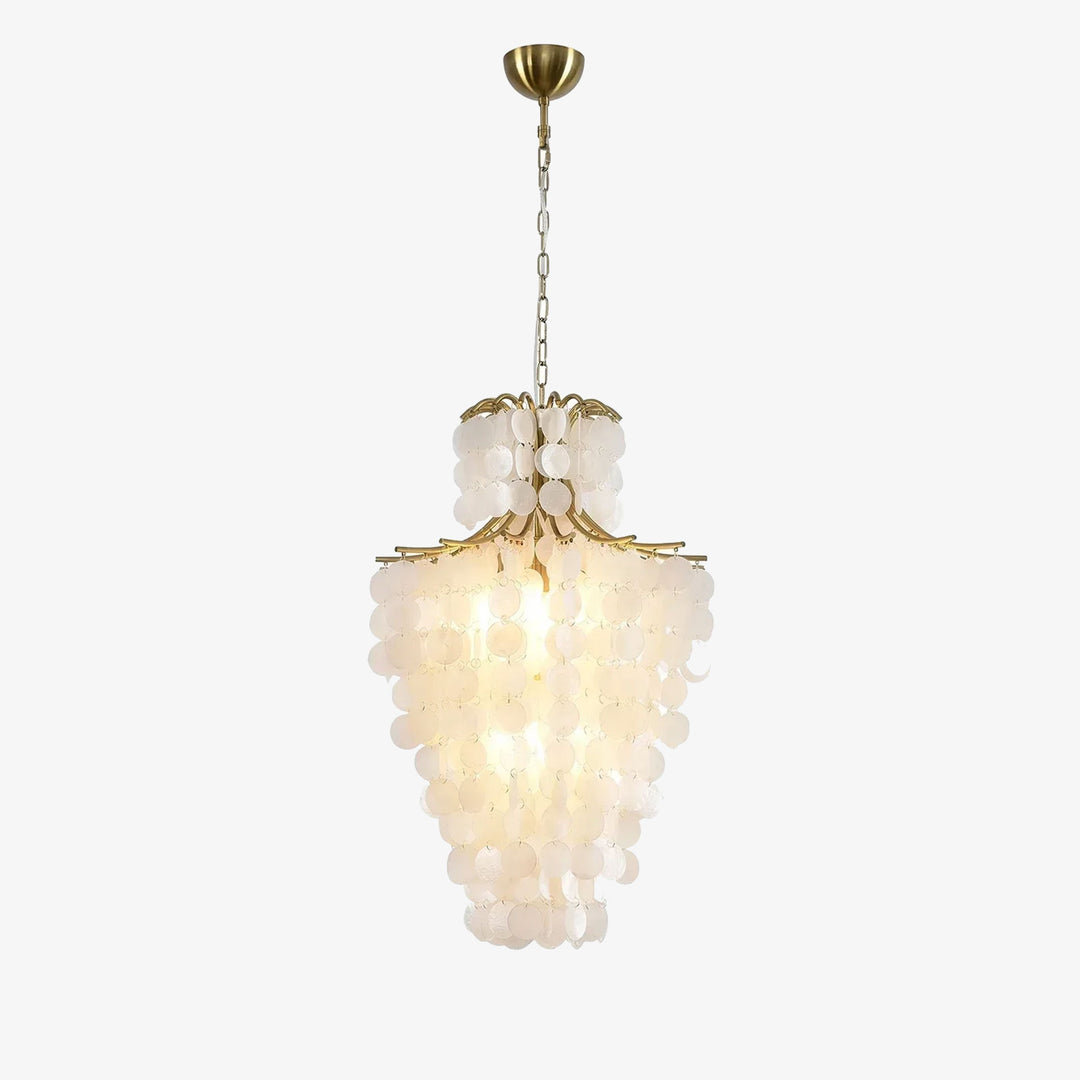 Natural Capiz Shell Tiered Chandelier