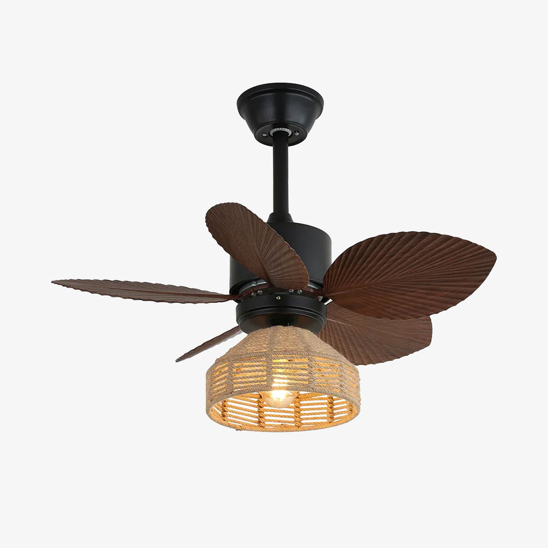 Tropical Palm Leaf Hemp Rope Ceiling Fan Light