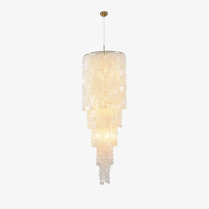 Tiered Capiz Shell Cascading Chandelier