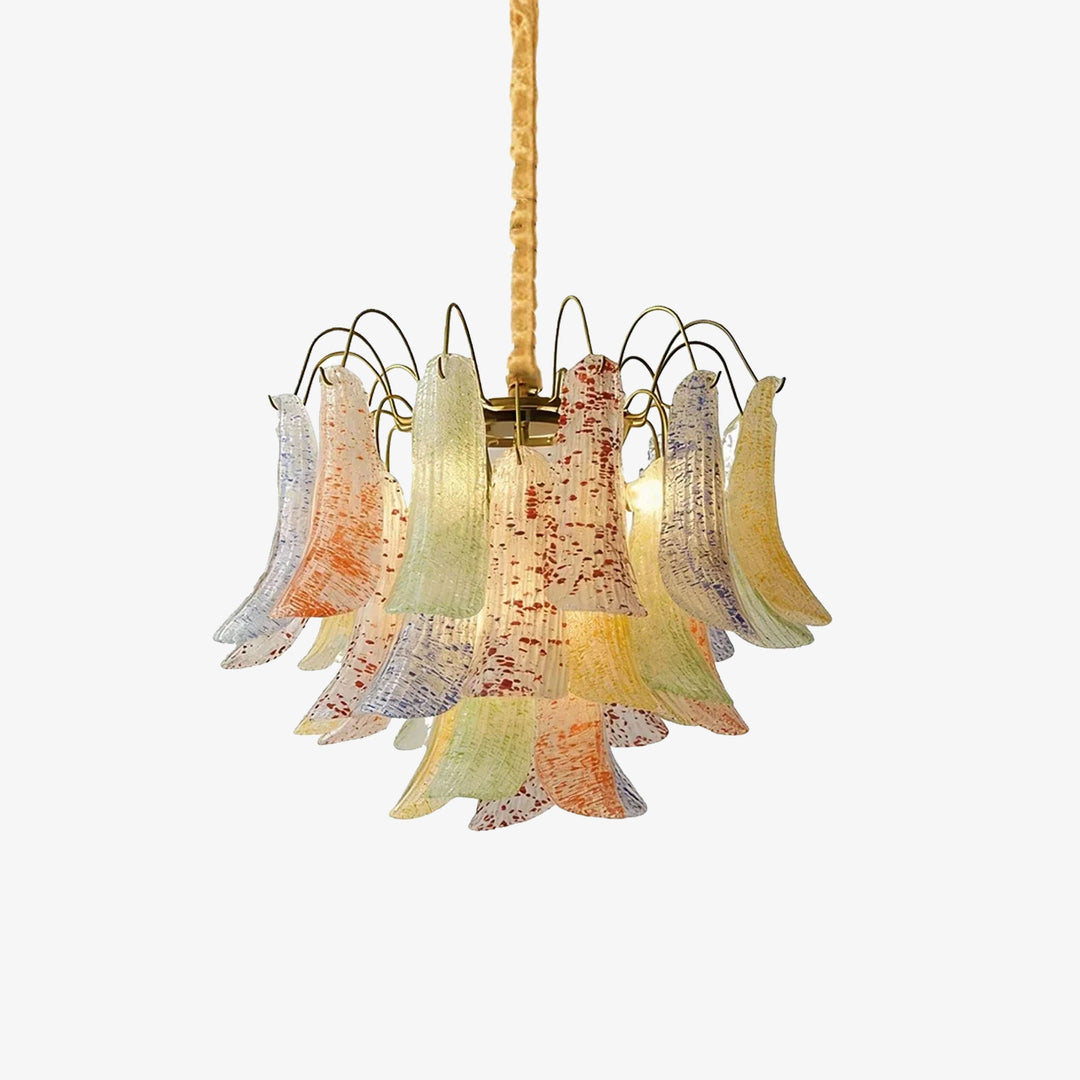 Hand-blown Wave Point Murano Glass Chandelier