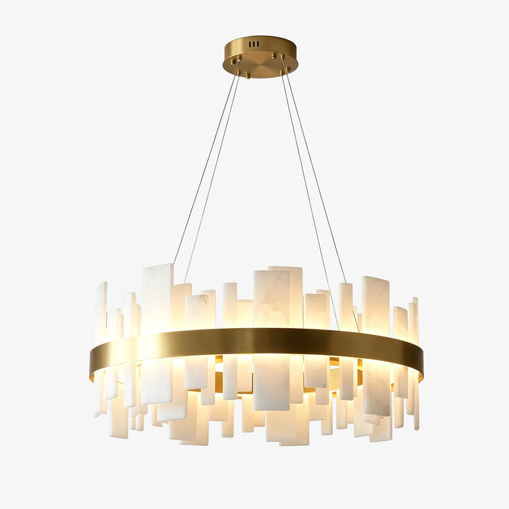 Natural Alabaster Tile Round Chandelier