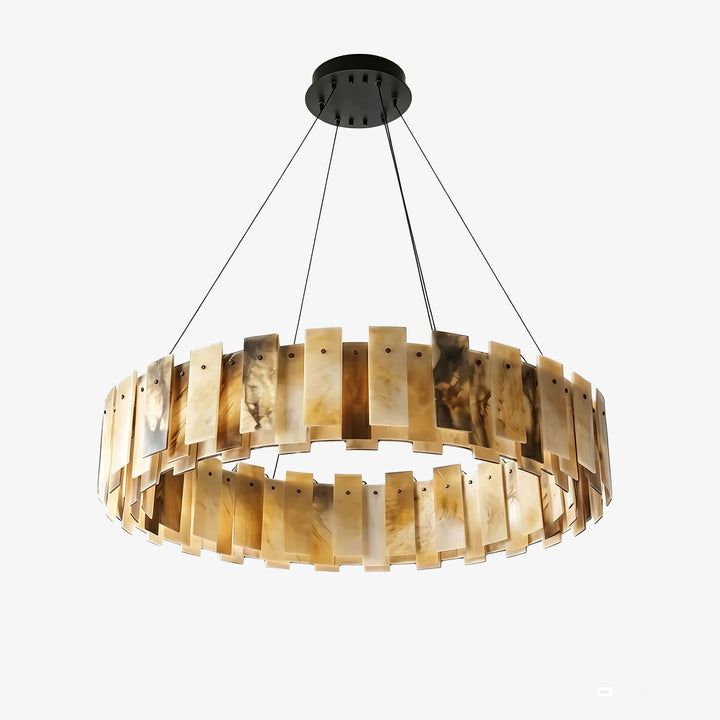 Tobacco-Hued Alabaster Chandelier