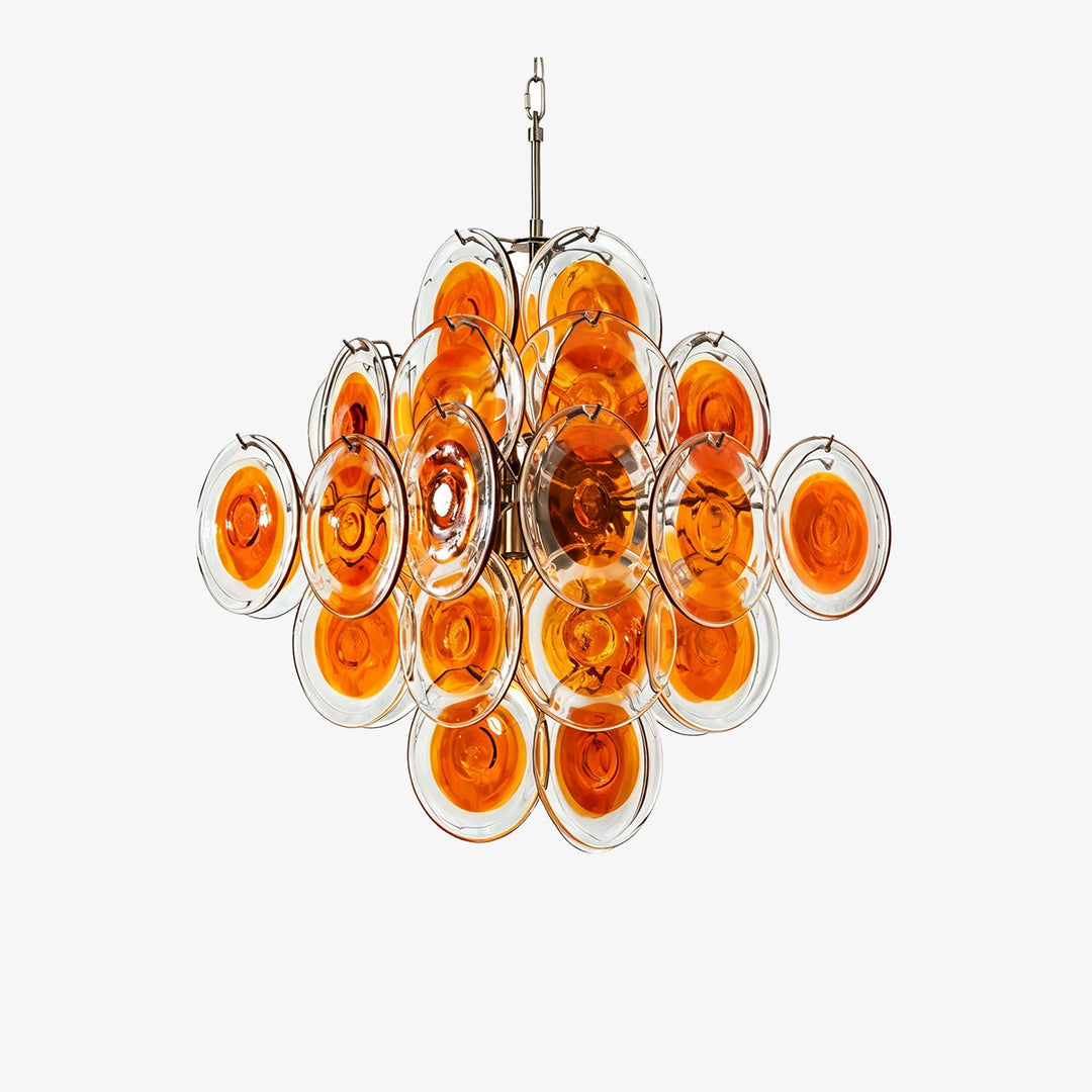 Murano Orange Disk Glass Chandelier