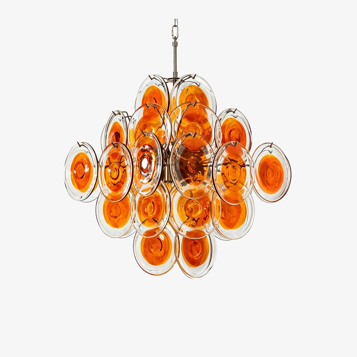 Murano Orange Disk Glass Chandelier
