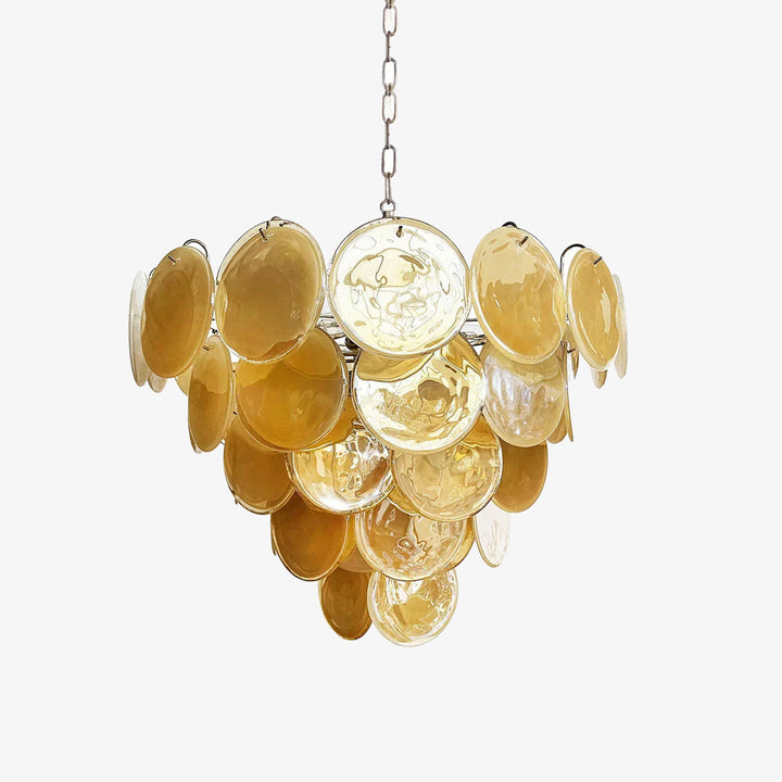 Gold Disk Glass Round Chandelier