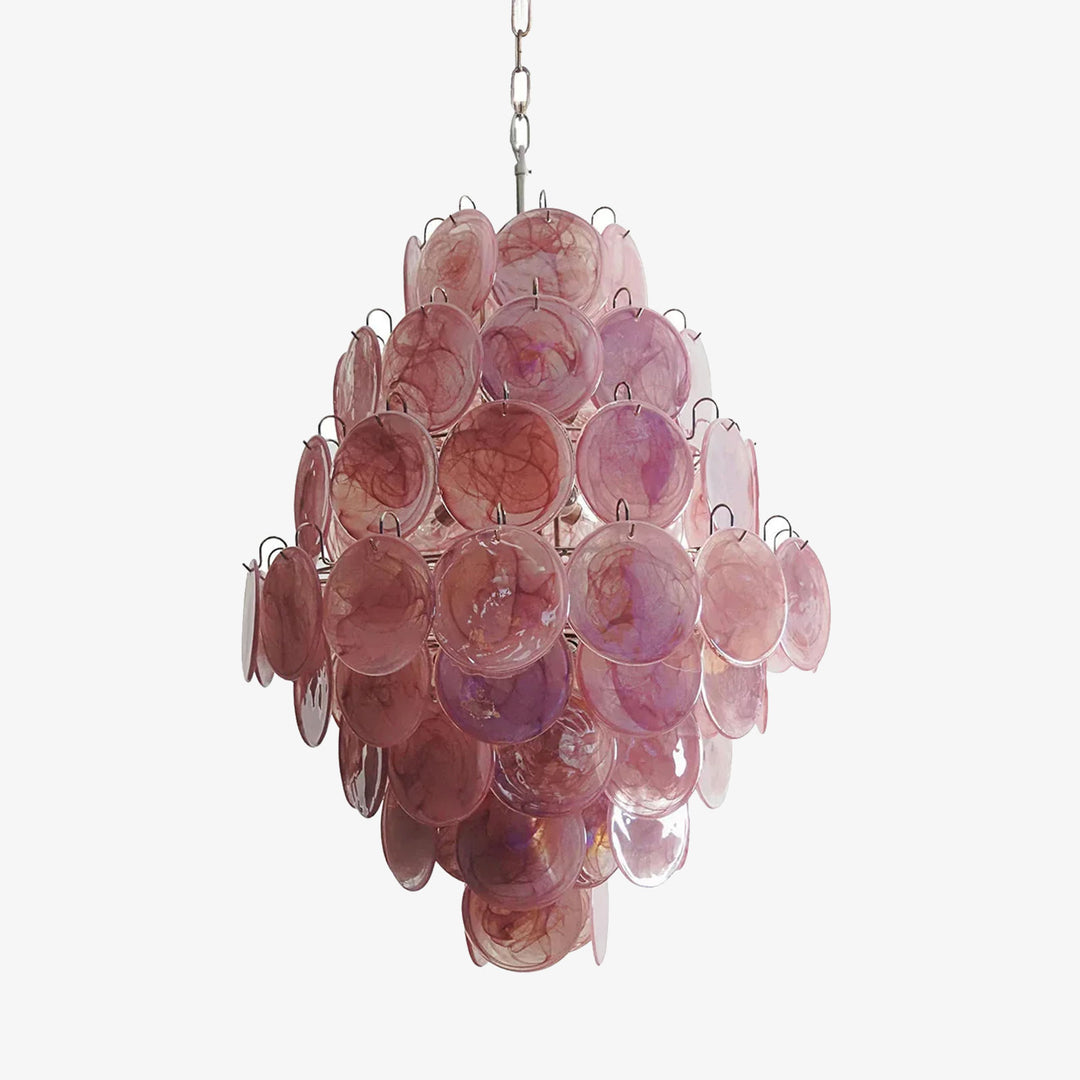 Round Pink Layered Glass Chandelier