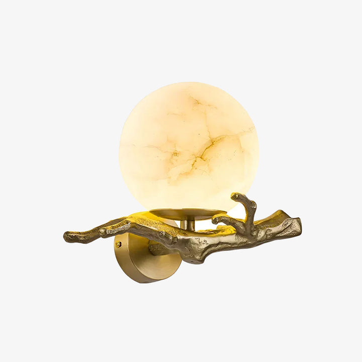 Retro Brass Twigs Alabaster Wall Lamp