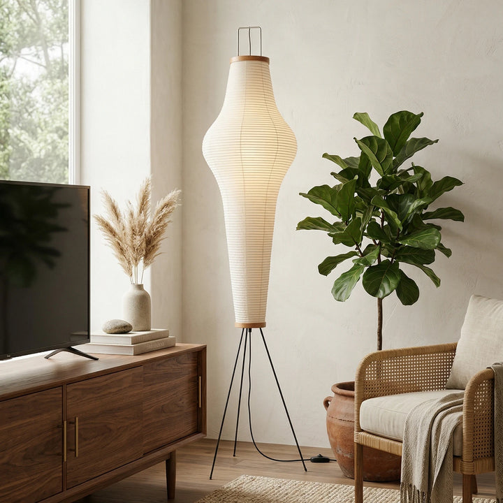 Tall_Akari_Paper_Floor_Lamp_in_Warm_Wood_Tone_Space_Woorglamp