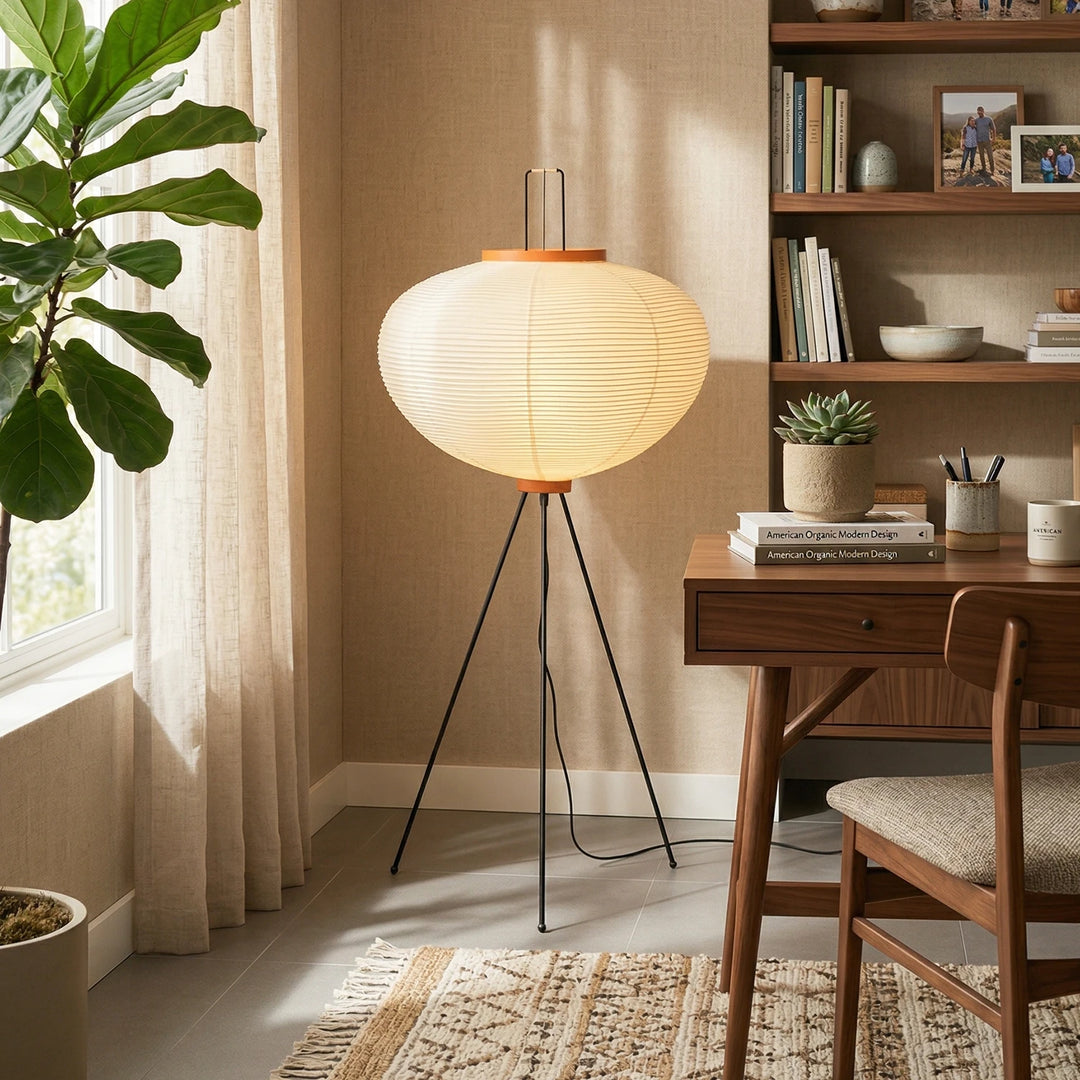 Akari_Round_Paper_Floor_Lamp_Plain_Background_Woorglamp