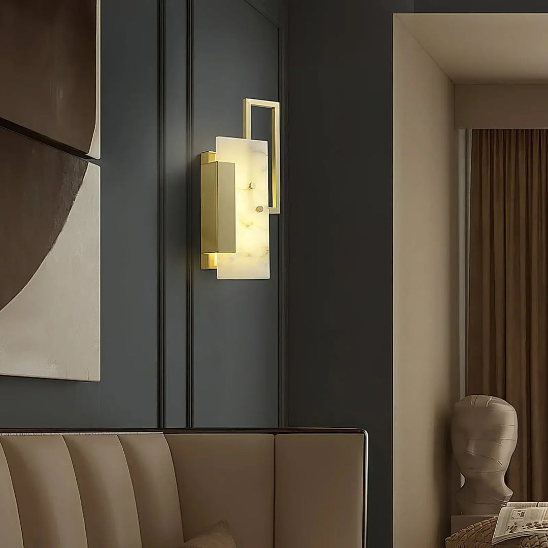 Alabaster Brass Wall Sconce