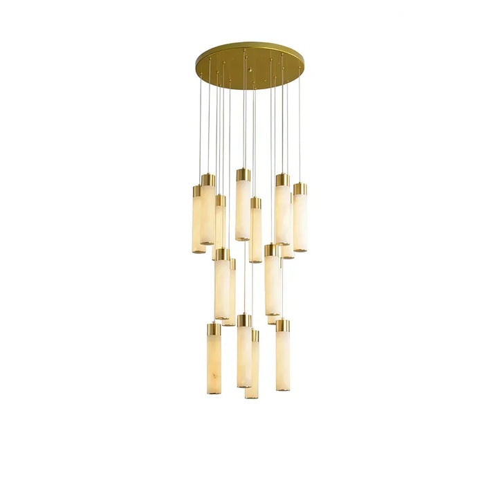 Alabaster Celestial Brass Cascade Chandelier