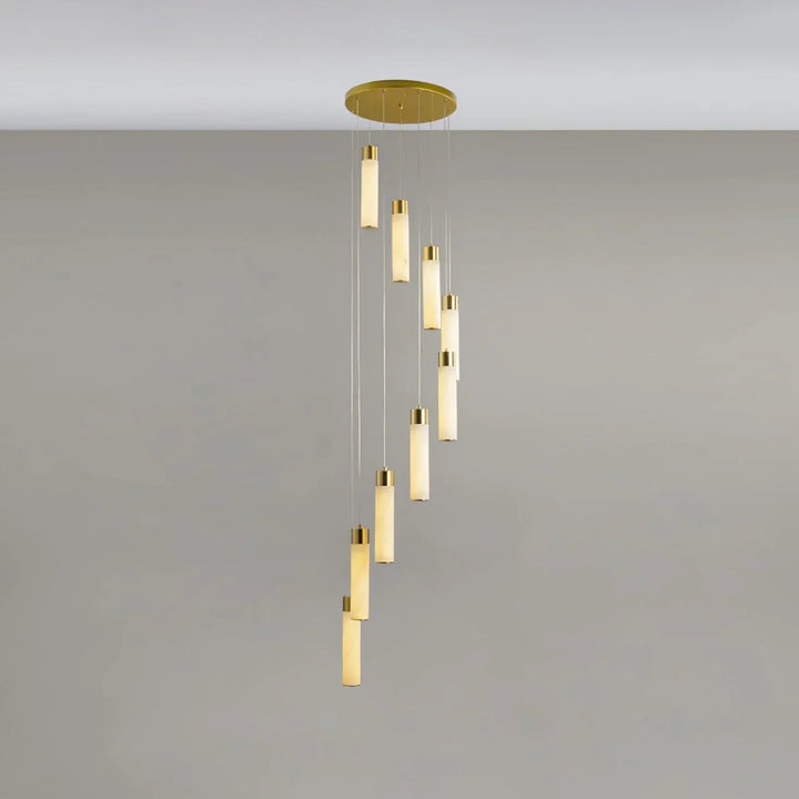 Alabaster Celestial Brass Cascade Chandelier
