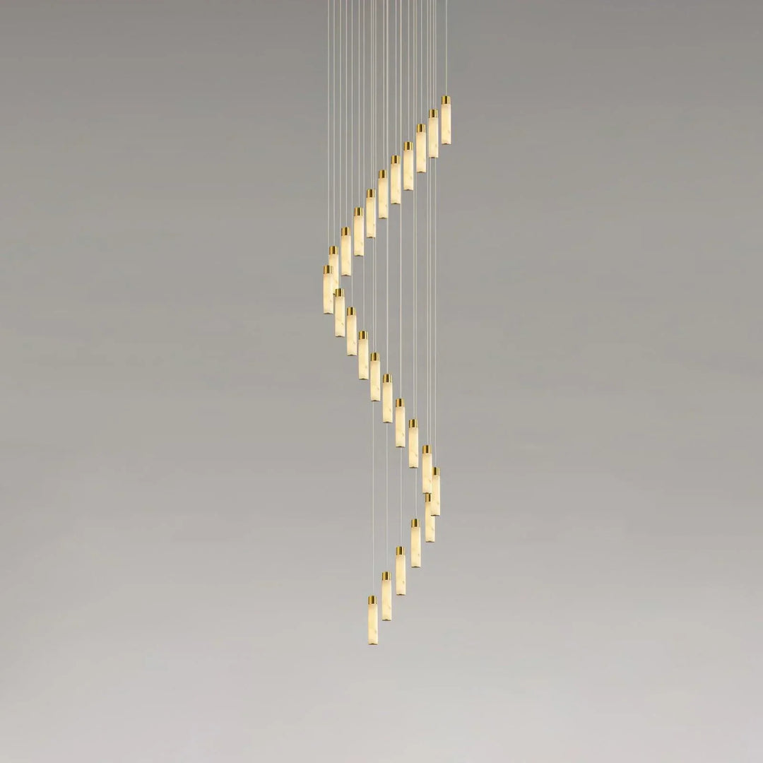 Alabaster Celestial Brass Cascade Chandelier
