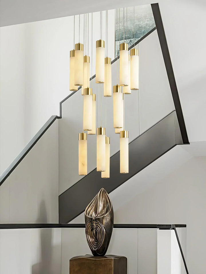 Alabaster Celestial Brass Cascade Chandelier