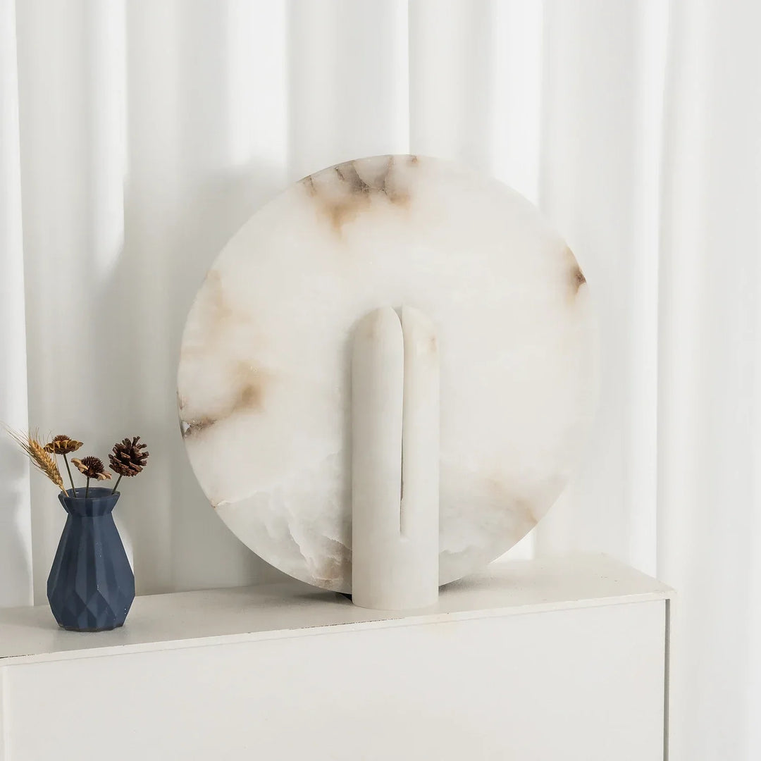 Alabaster Modern Disc Table Lamp