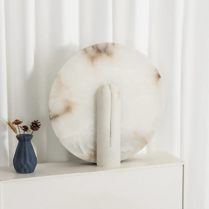 Alabaster Modern Disc Table Lamp