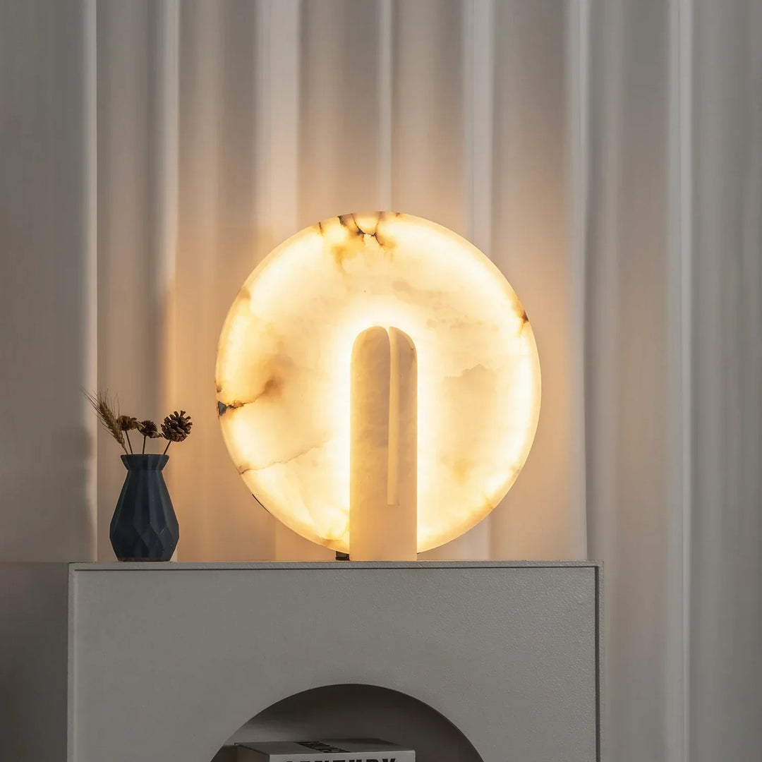 Alabaster Modern Disc Table Lamp