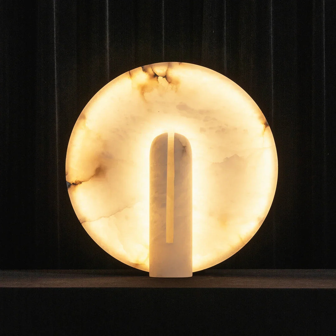 Alabaster Modern Disc Table Lamp