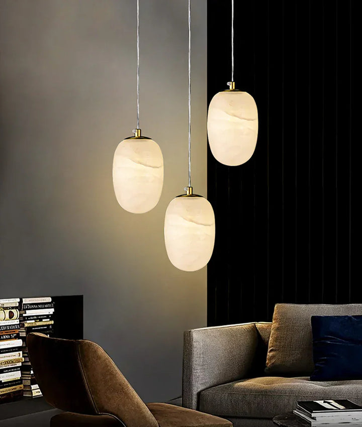 Alabaster Modern Pebble Pendant Lamp - view 6 | Woorglamp