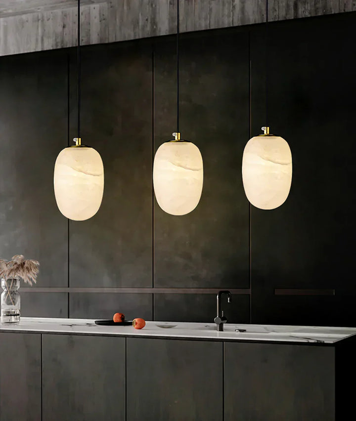 Alabaster Modern Pebble Pendant Lamp - view 5 | Woorglamp