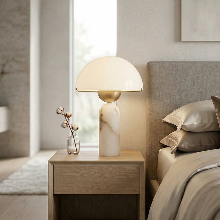 Alabaster_Dome_Table_Lamp_on_Living_Room_Coffee_Table_Woorglamp