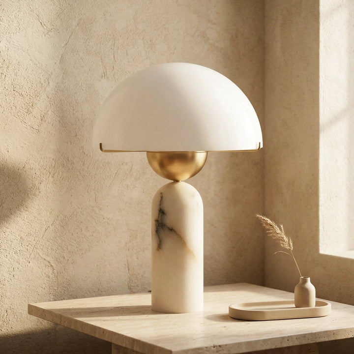 Alabaster_Dome_Table_Lamp_Front_View_Studio_Shot_Woorglamp