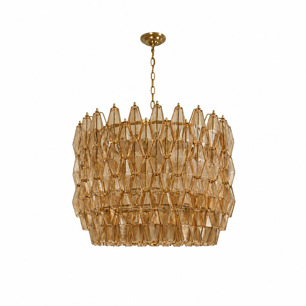 Amber Grass Chandelier 5灯 Amber Glass Prism Chandelier – woorglamp