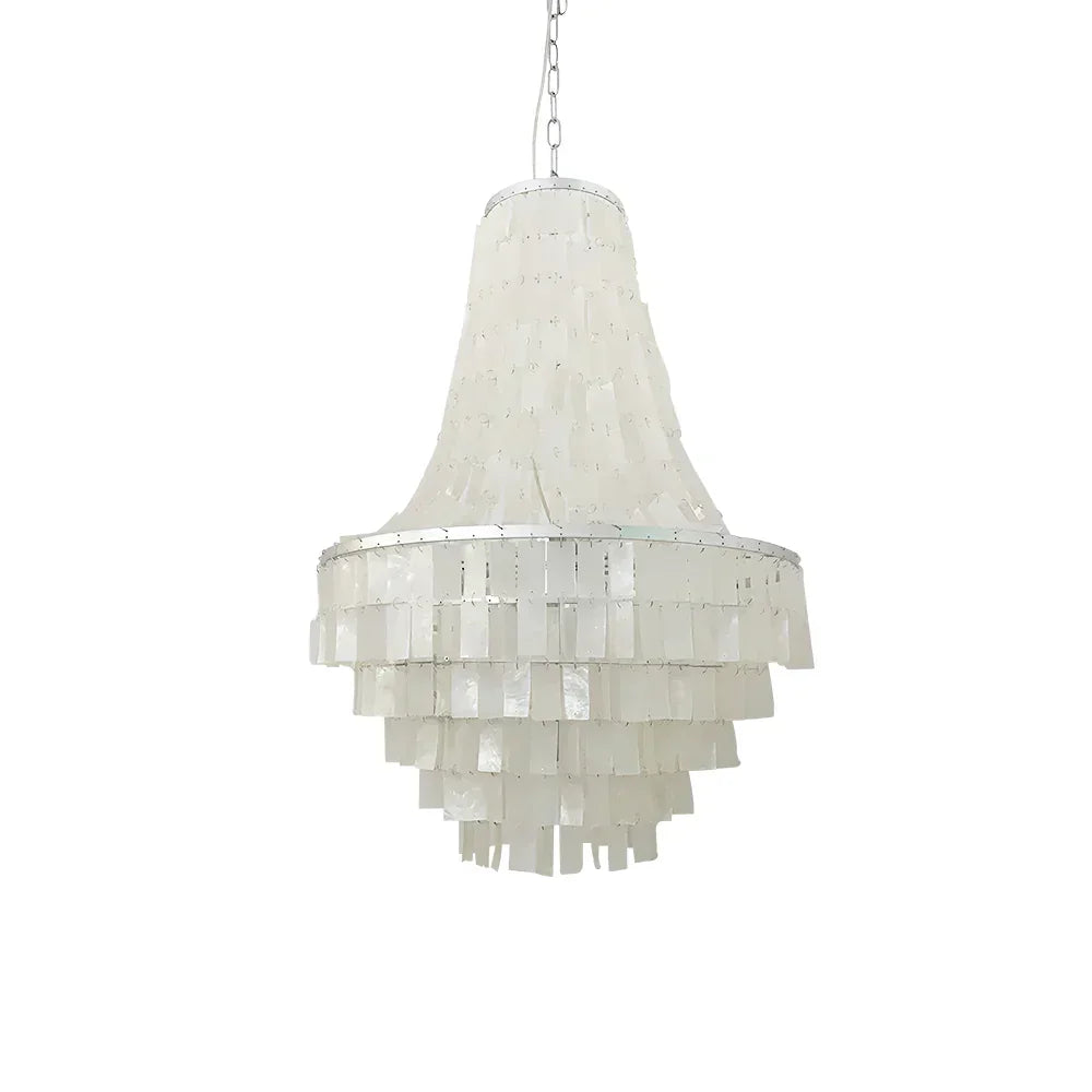 Boho Tiered Capiz Chandelier - view 25 | Woorglamp