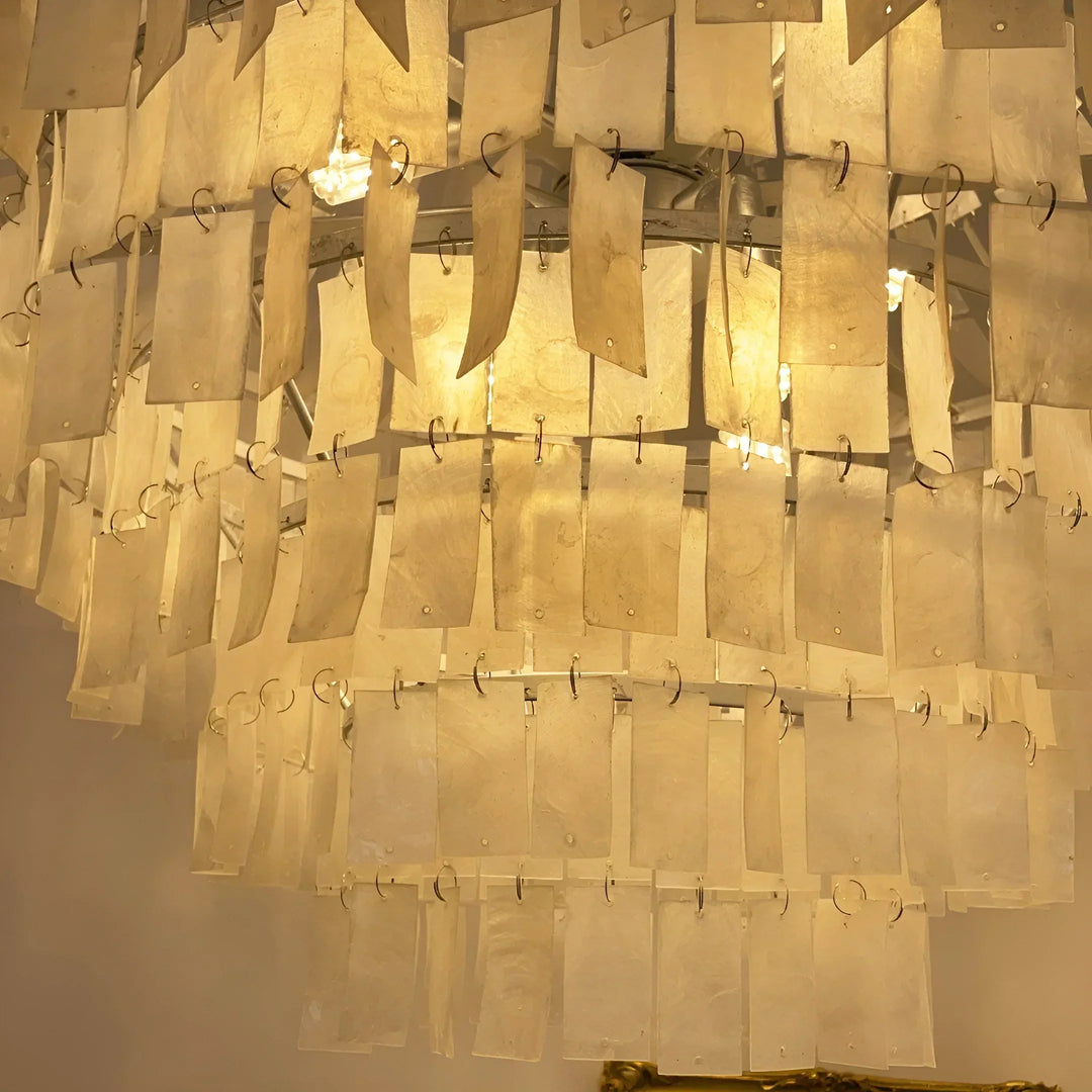 Boho Tiered Capiz Chandelier - view 18 | Woorglamp