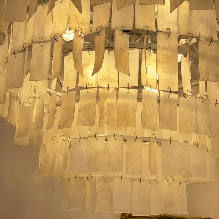 Boho Tiered Capiz Chandelier - view 18 | Woorglamp