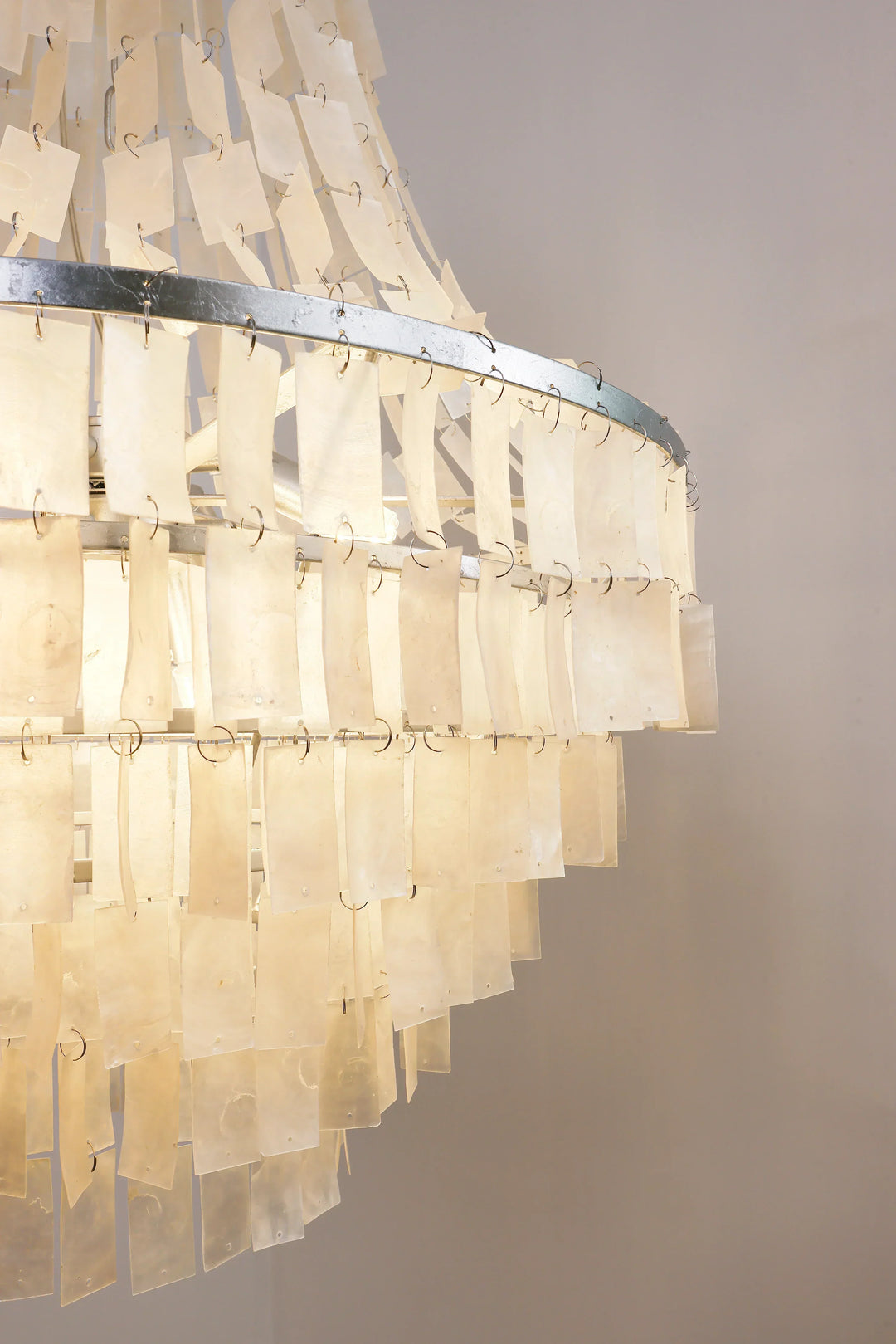 Boho Tiered Capiz Chandelier - view 13 | Woorglamp
