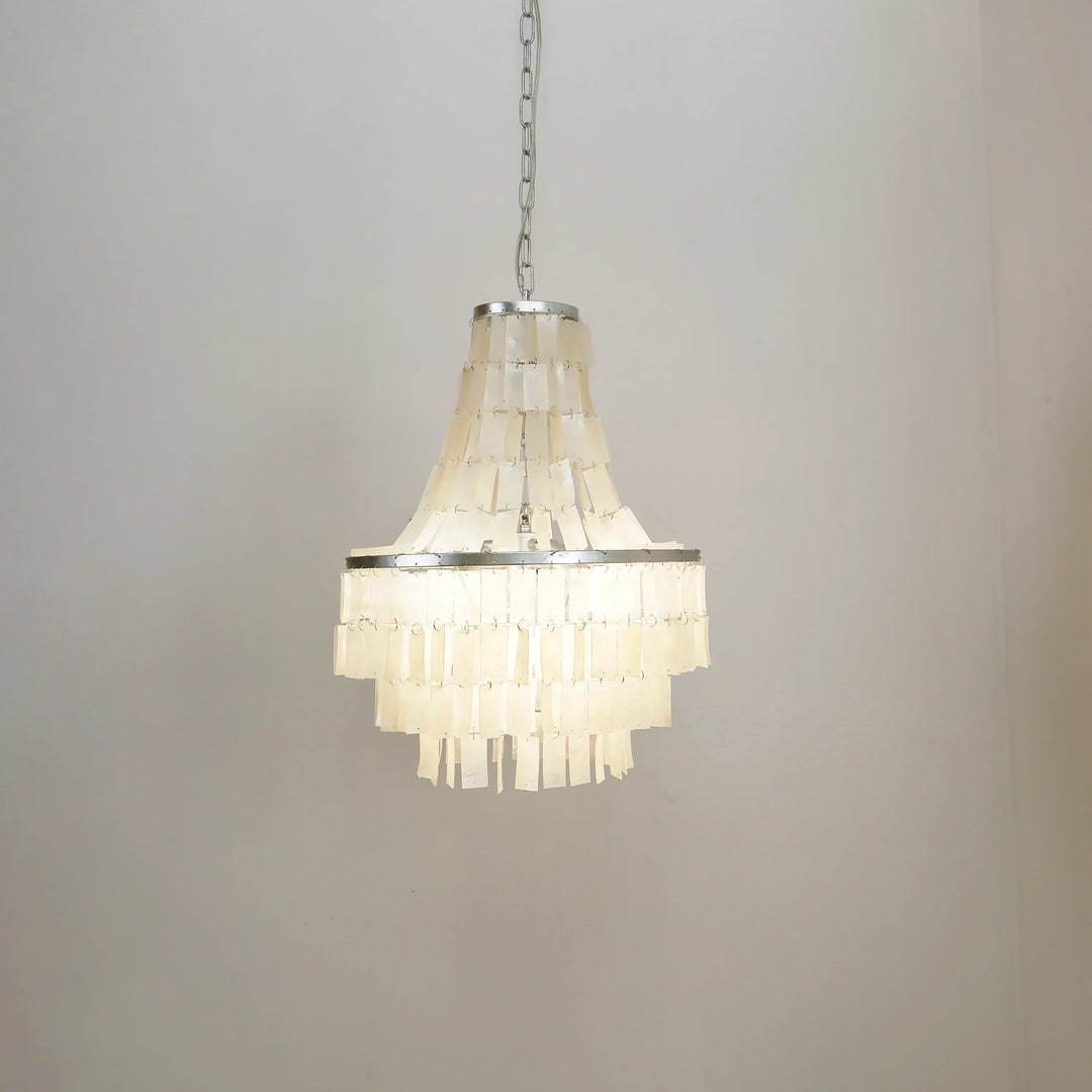 Boho Tiered Capiz Chandelier - view 20 | Woorglamp