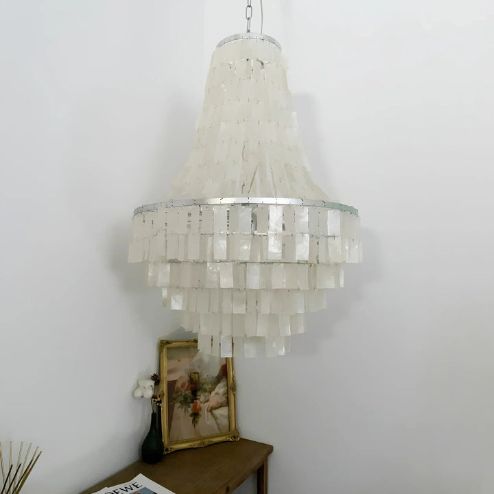 Boho Tiered Capiz Chandelier - view 8 | Woorglamp