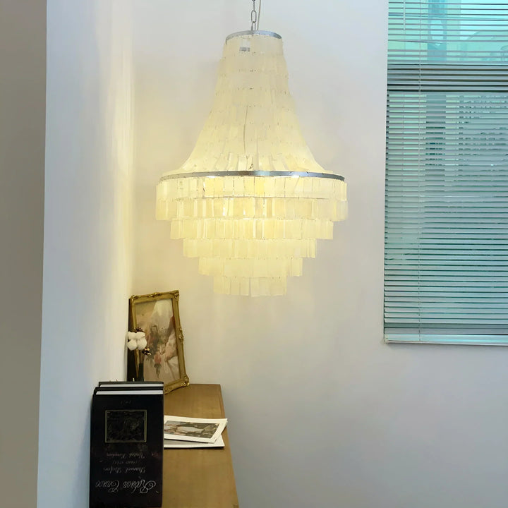 Boho Tiered Capiz Chandelier - view 5 | Woorglamp