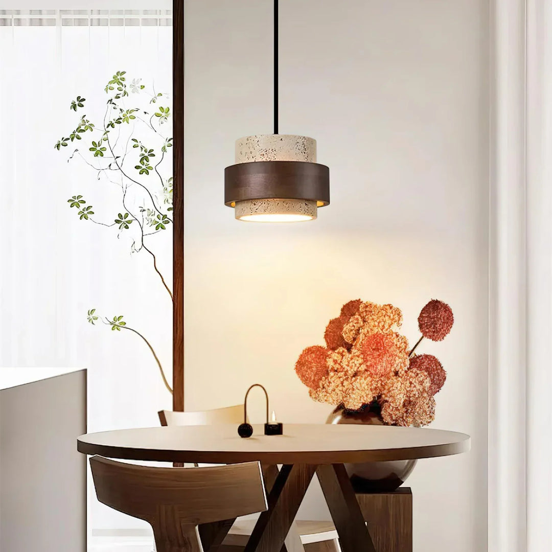 Cylinder Stonova Travertine Pendant Lamp - view 2 | Woorglamp