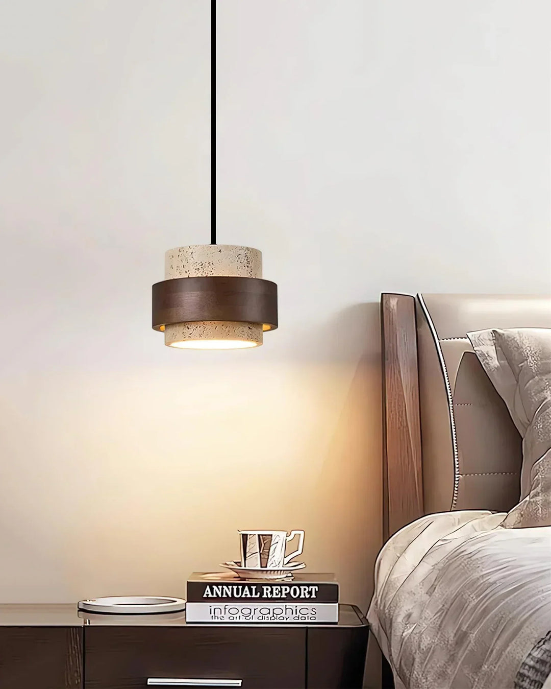Cylinder Stonova Travertine Pendant Lamp - view 16 | Woorglamp