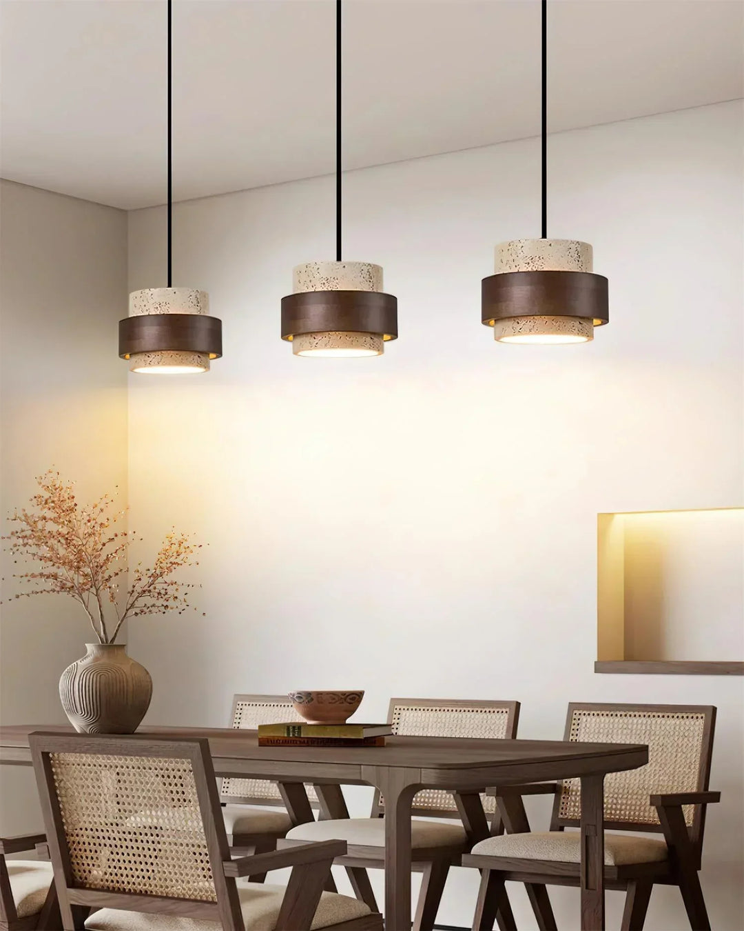 Cylinder Stonova Travertine Pendant Lamp - view 13 | Woorglamp