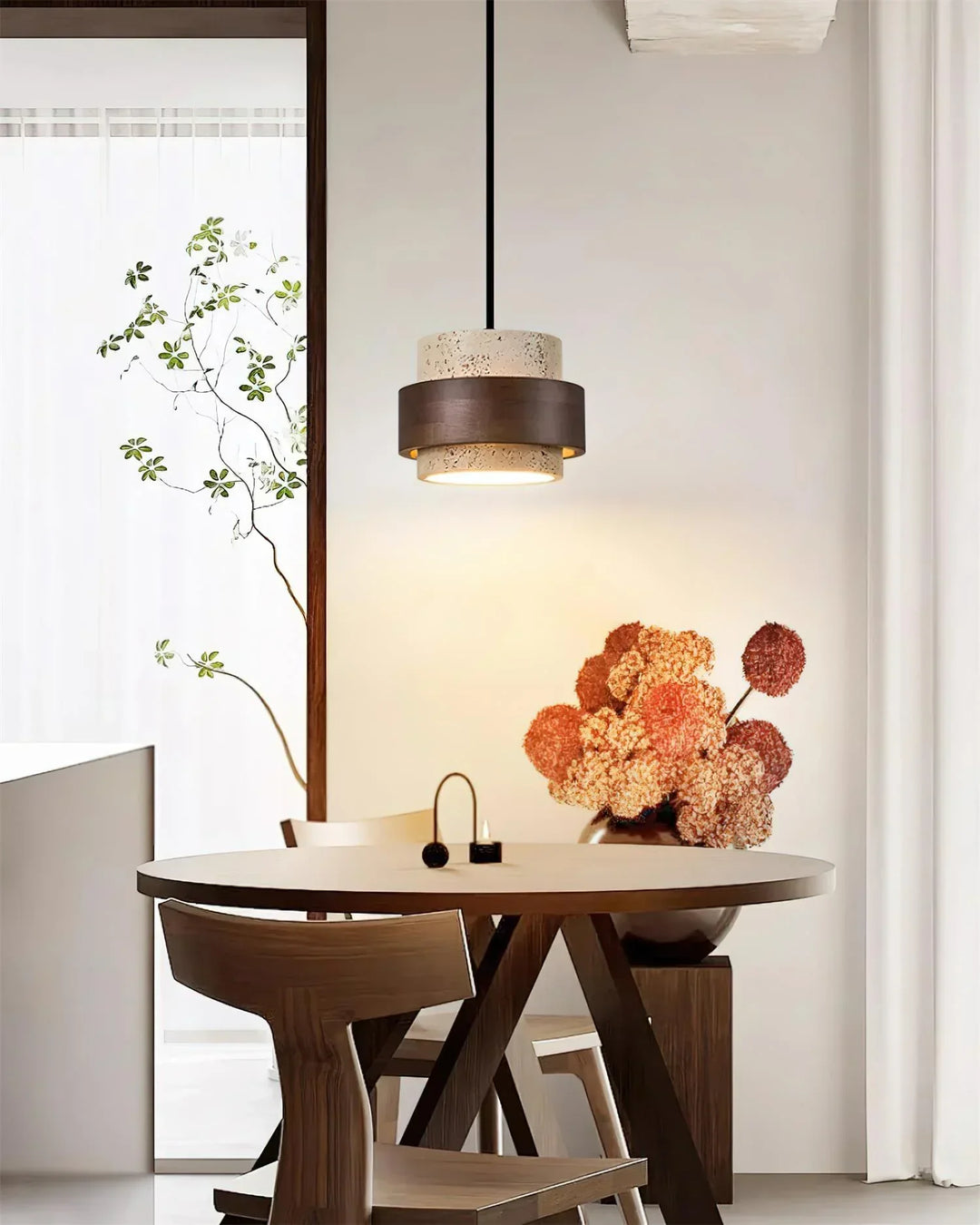 Cylinder Stonova Travertine Pendant Lamp - view 18 | Woorglamp