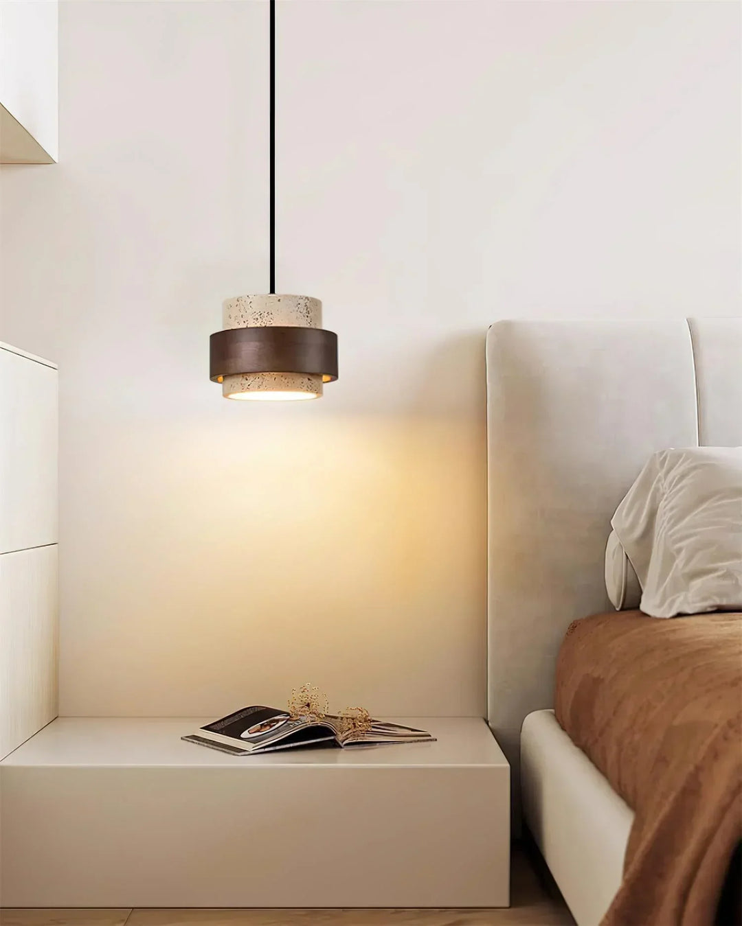 Cylinder Stonova Travertine Pendant Lamp - view 14 | Woorglamp