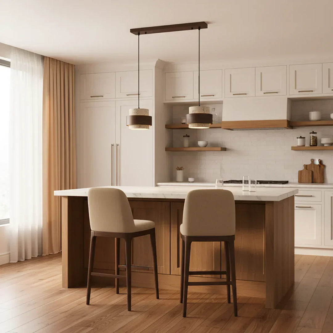Cylinder Stonova Travertine Pendant Lamp - view 3 | Woorglamp