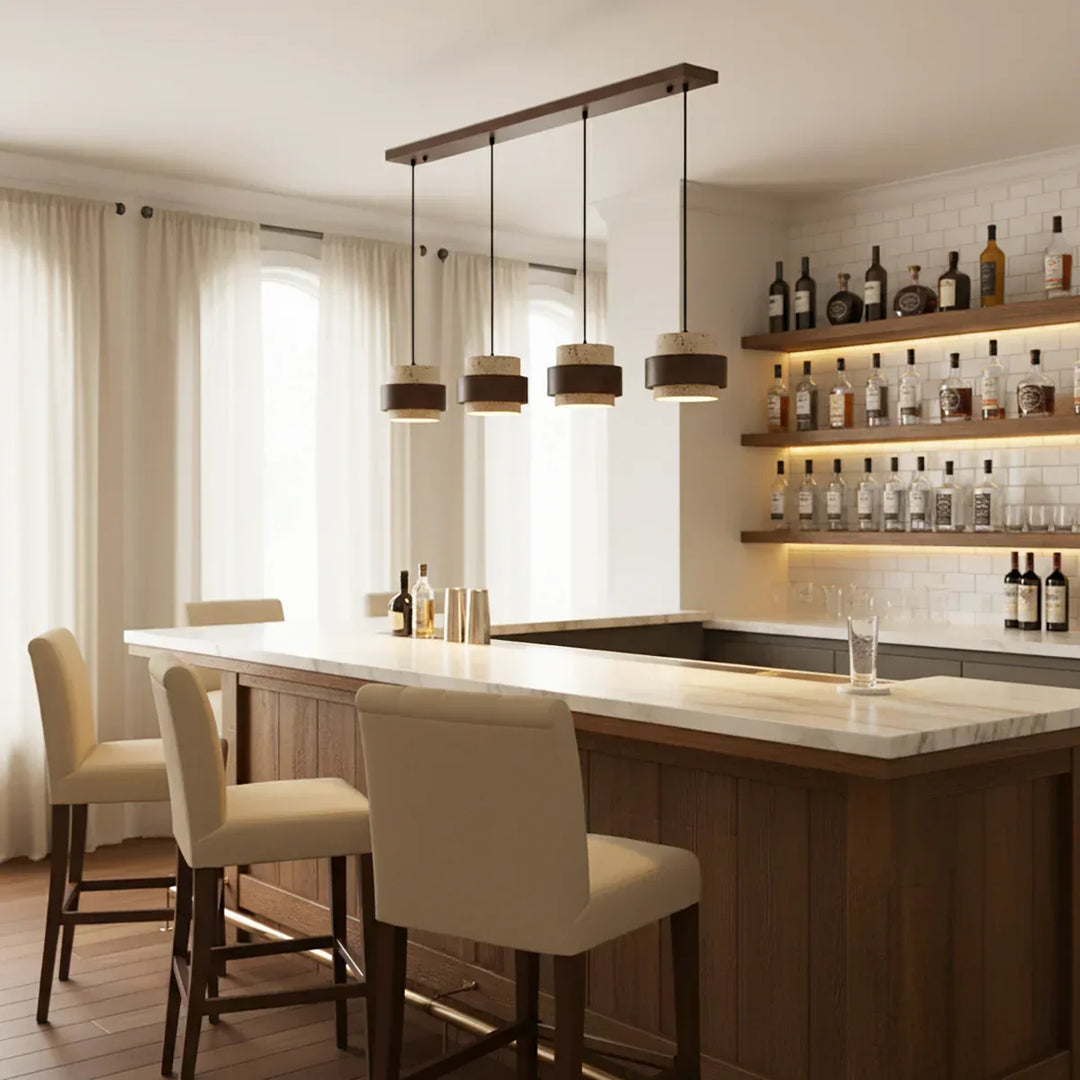 Cylinder Stonova Travertine Pendant Lamp - view 6 | Woorglamp